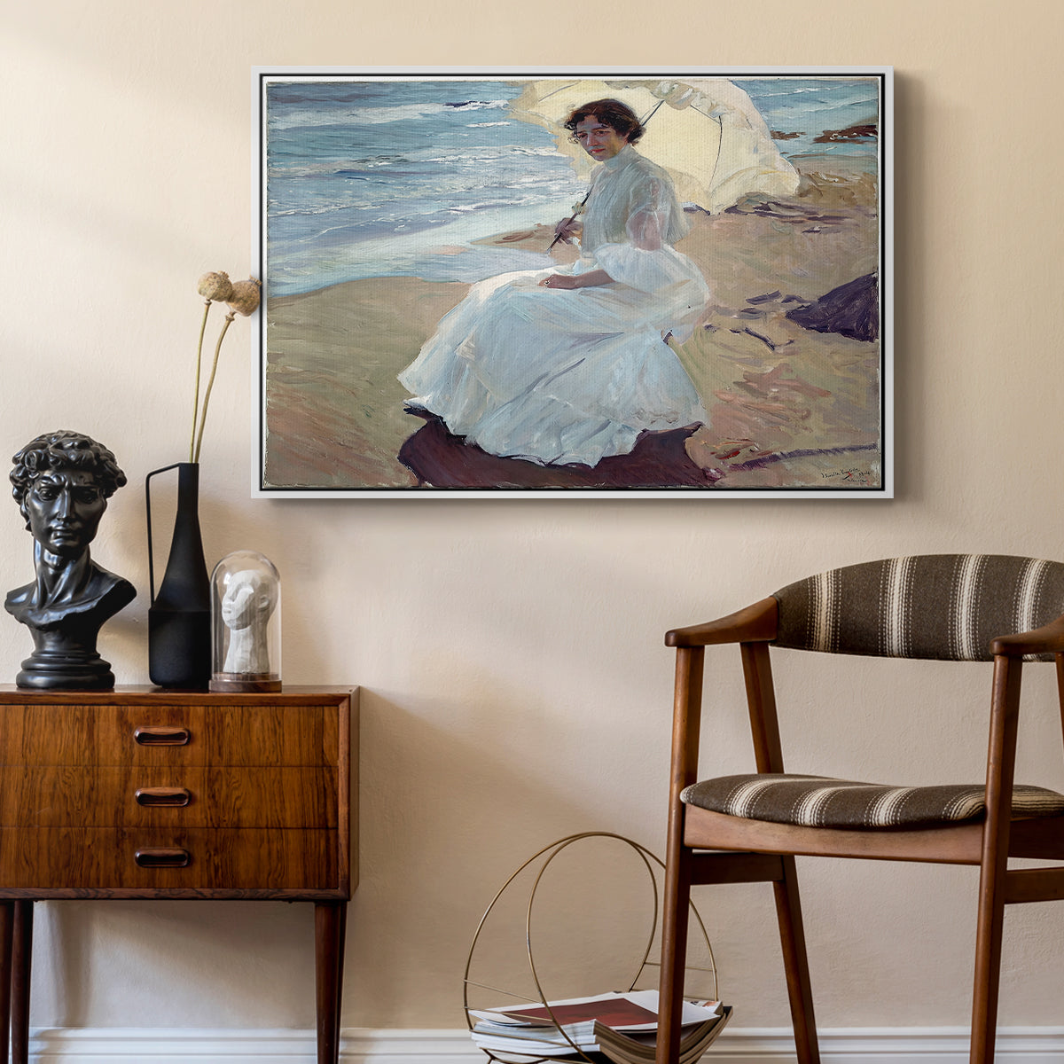 Clotilde on the Beach, 1904 - Floater Framed Canvas Print