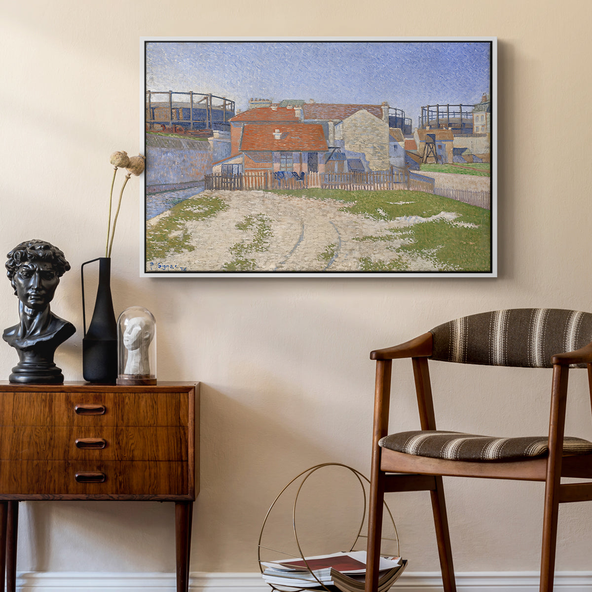 Gasometers at Clichy, 1886 - Floater Framed Canvas Print