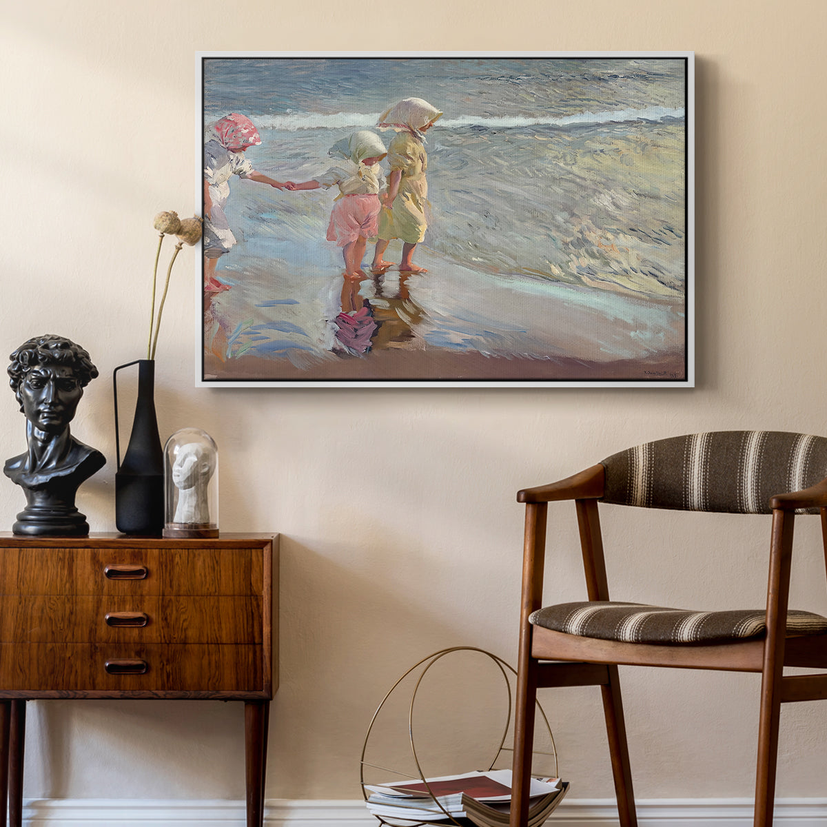 The Three Sisters on the Beach, 1908 - Floater Framed Canvas Print