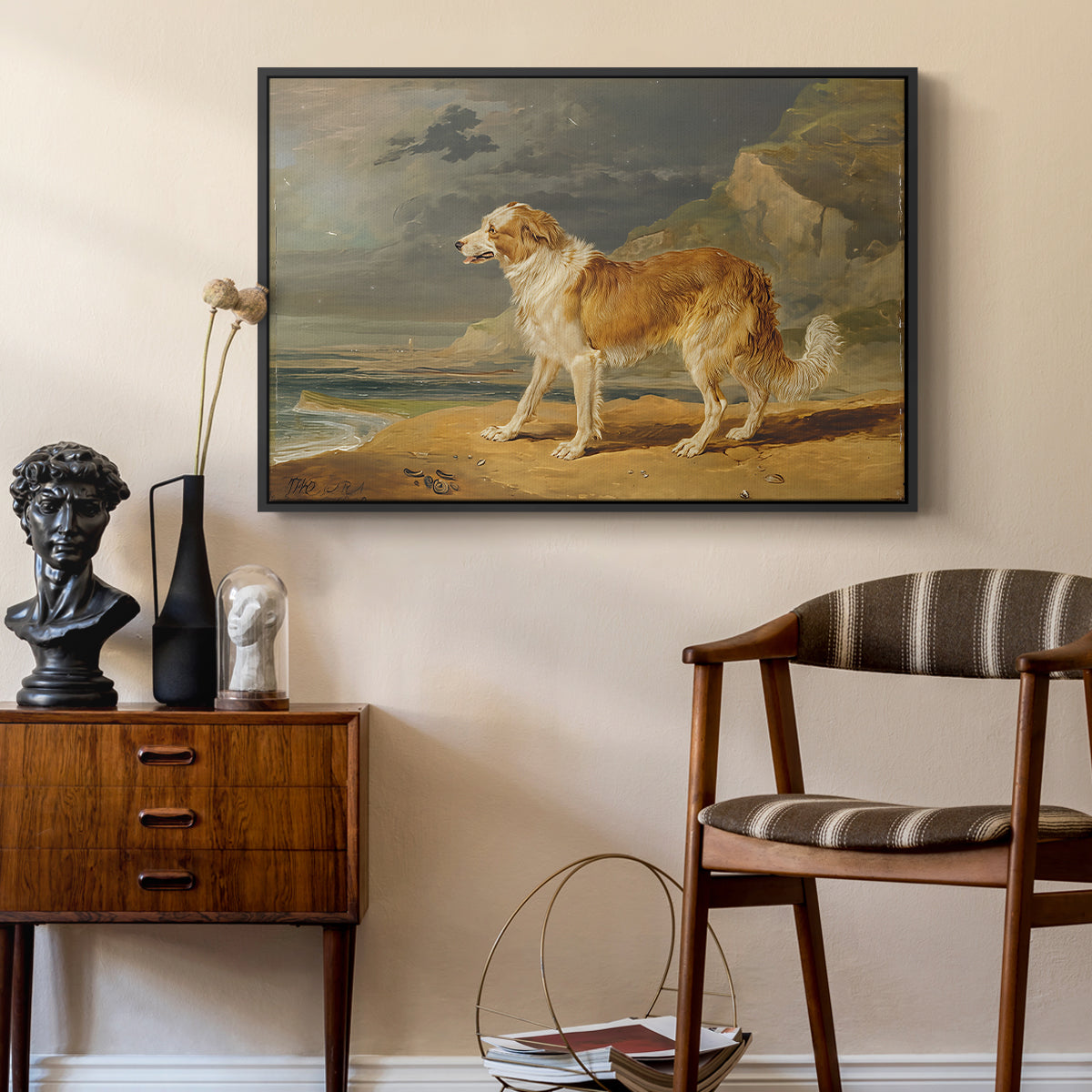 Rough-Coated Collie, 1809 - Floater Framed Canvas Print