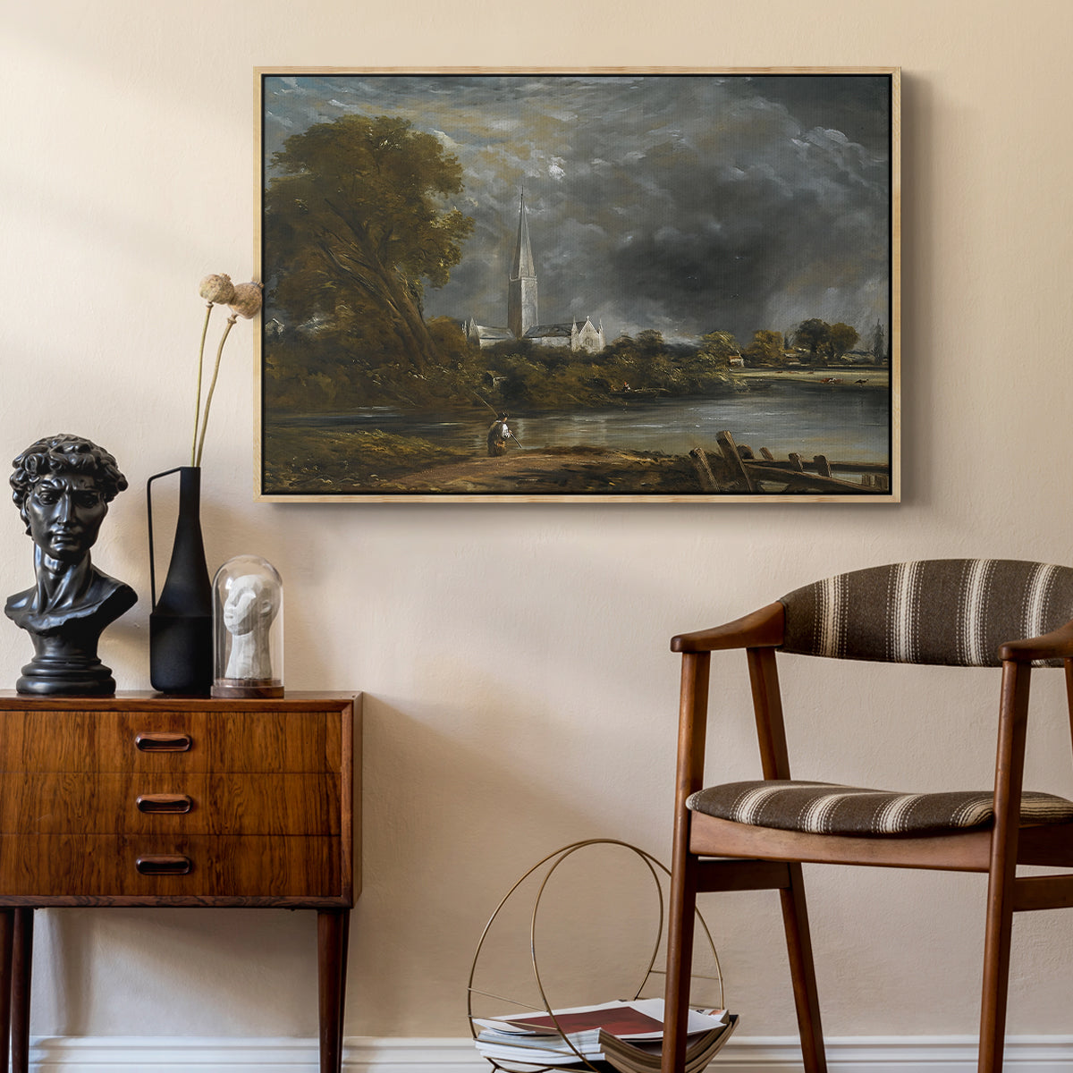 Salisbury Cathedral from the Meadows, c. 1831 - Floater Framed Canvas Print