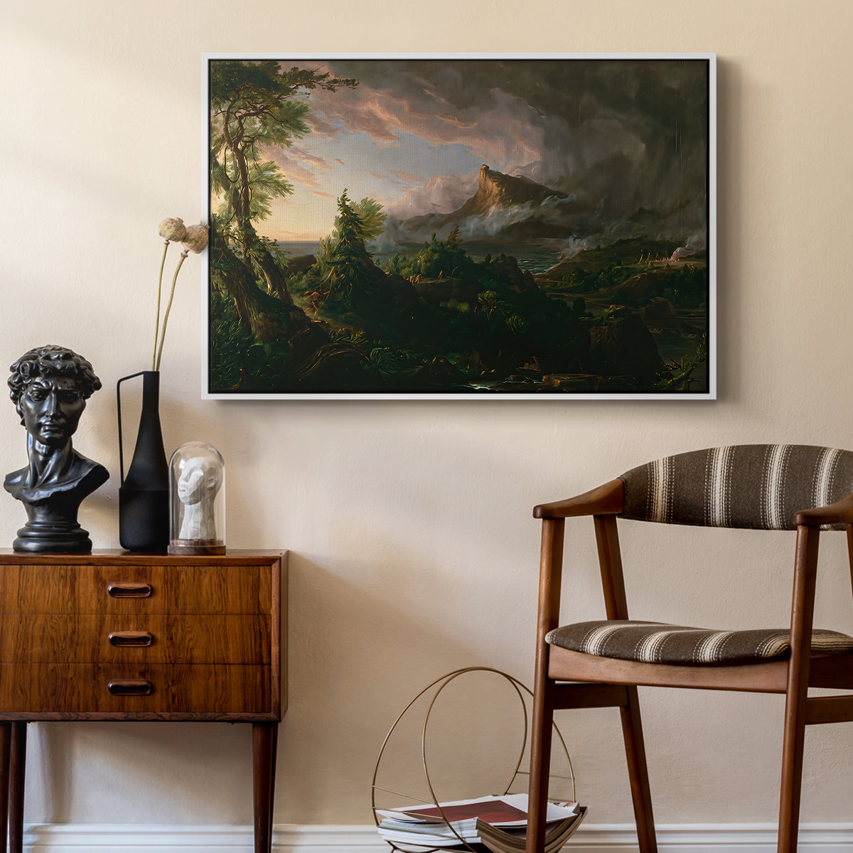 The Course of Empire: The Savage State, 1834 - Floater Framed Canvas Print