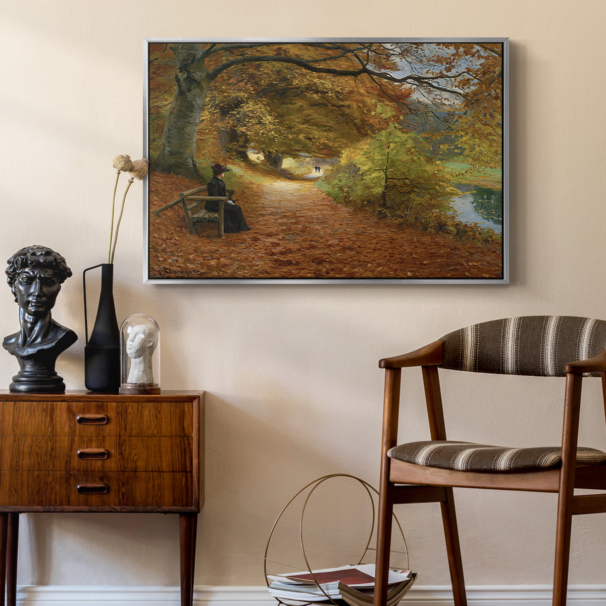 A Wooded Path in Autumn, 1902 - Floater Framed Canvas Print