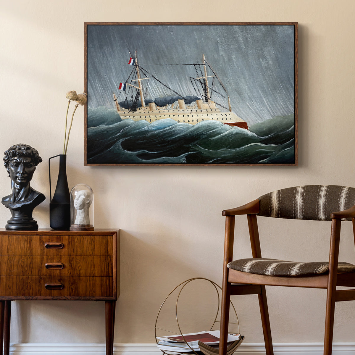 A Ship in the Storm, c. 1899 - Floater Framed Canvas Print