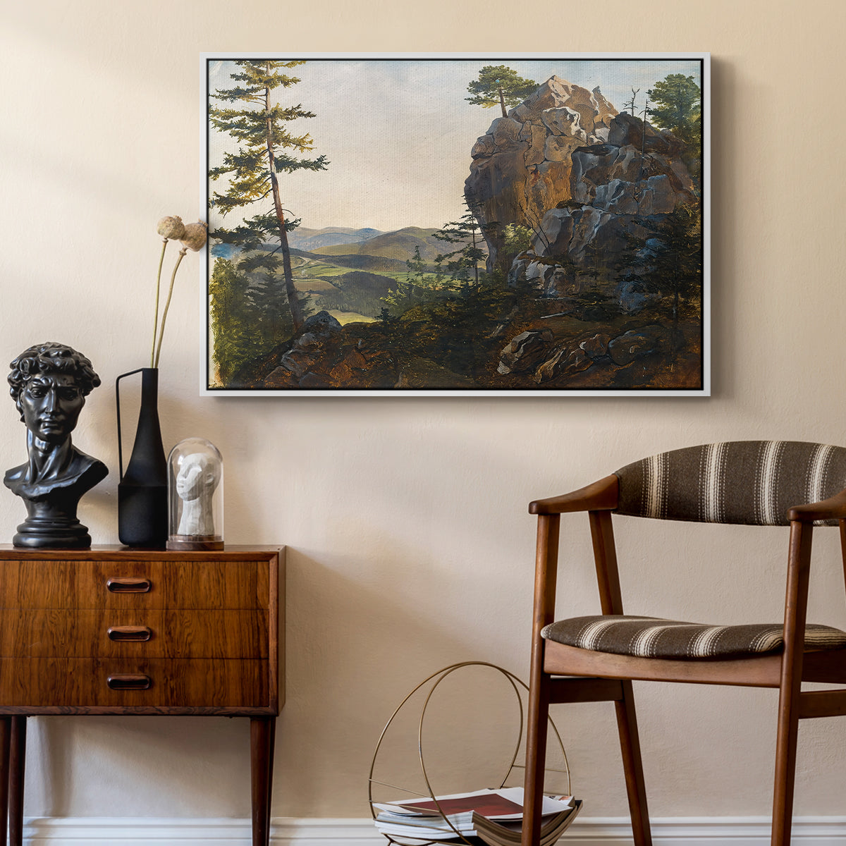 Landscape with the Balbersteine near Miesenbach, 1839 - Floater Framed Canvas Print