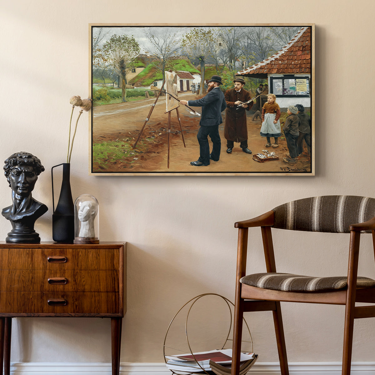 L. A. Ring Painting near Aasum Smithy, 1893 - Floater Framed Canvas Print