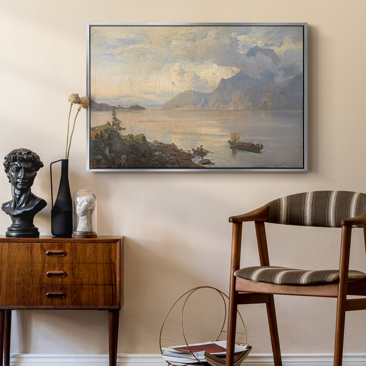 Traunsee, 1871 - Floater Framed Canvas Print