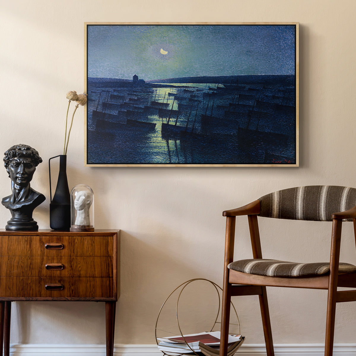 Camaret, Moonlight and Fishing Boats, 1894 - Floater Framed Canvas Print