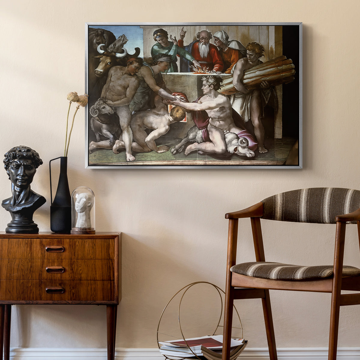 The Sacrifice of Noah (Sistine Chapel), 1509 - Floater Framed Canvas Print
