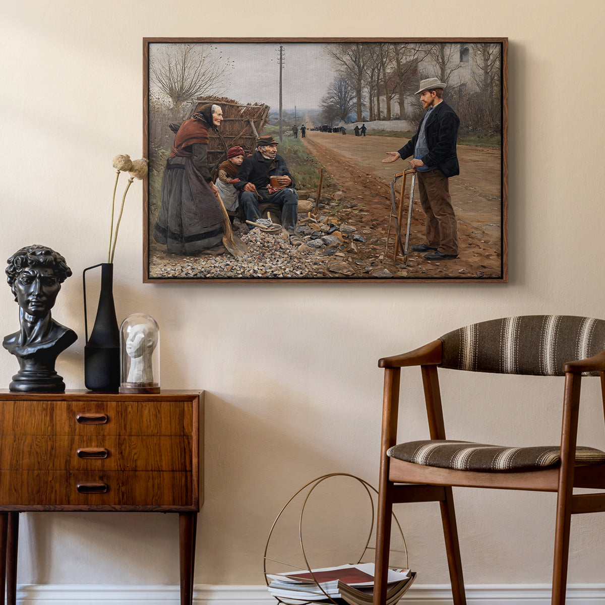 People by a Road, 1893 - Floater Framed Canvas Print
