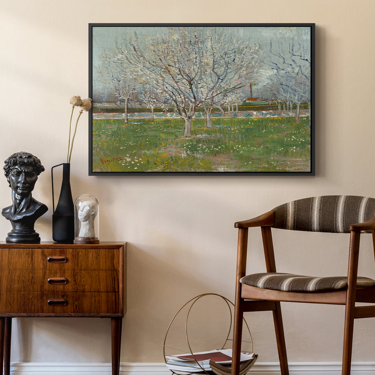 Orchard in Blossom (Plum Trees), 1888 - Floater Framed Canvas Print