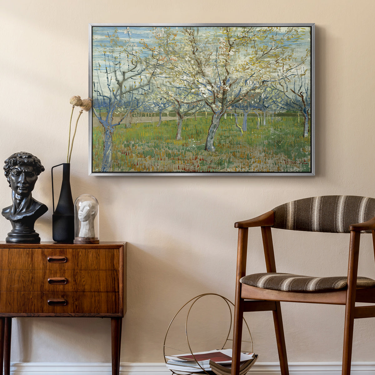 The Pink Orchard, 1888 - Floater Framed Canvas Print