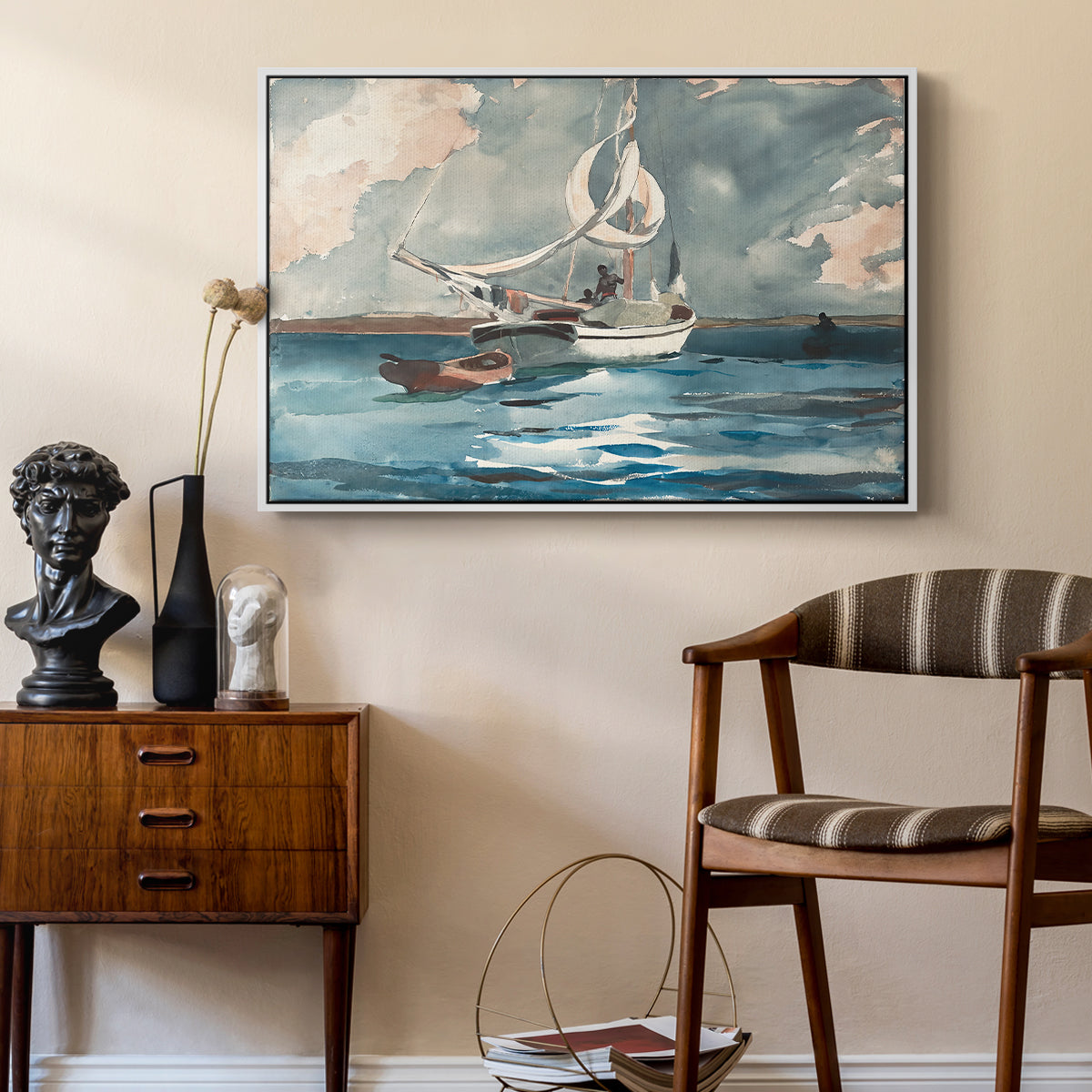 Sloop, Nassau, 1899 - Floater Framed Canvas Print