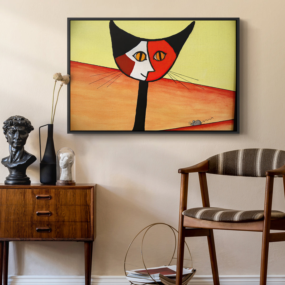 Picasso's Cat–El Gato - Floater Framed Canvas Print