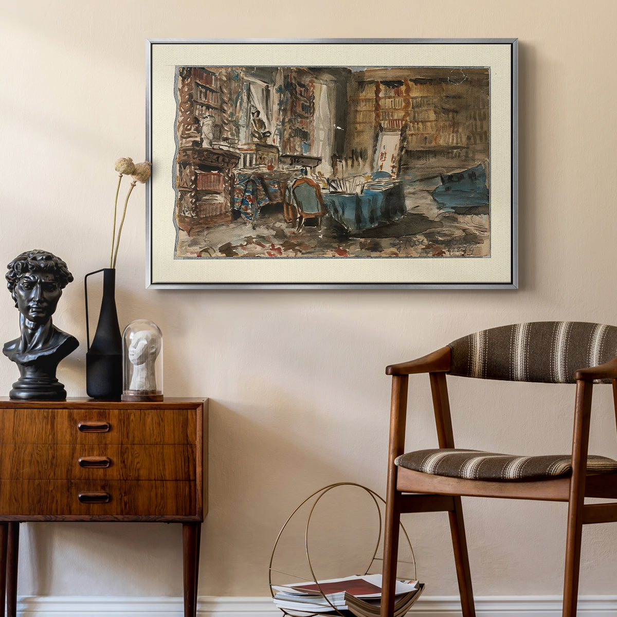 Cabinet de Flaubert à Croisset, 1874 - Floater Framed Canvas Print