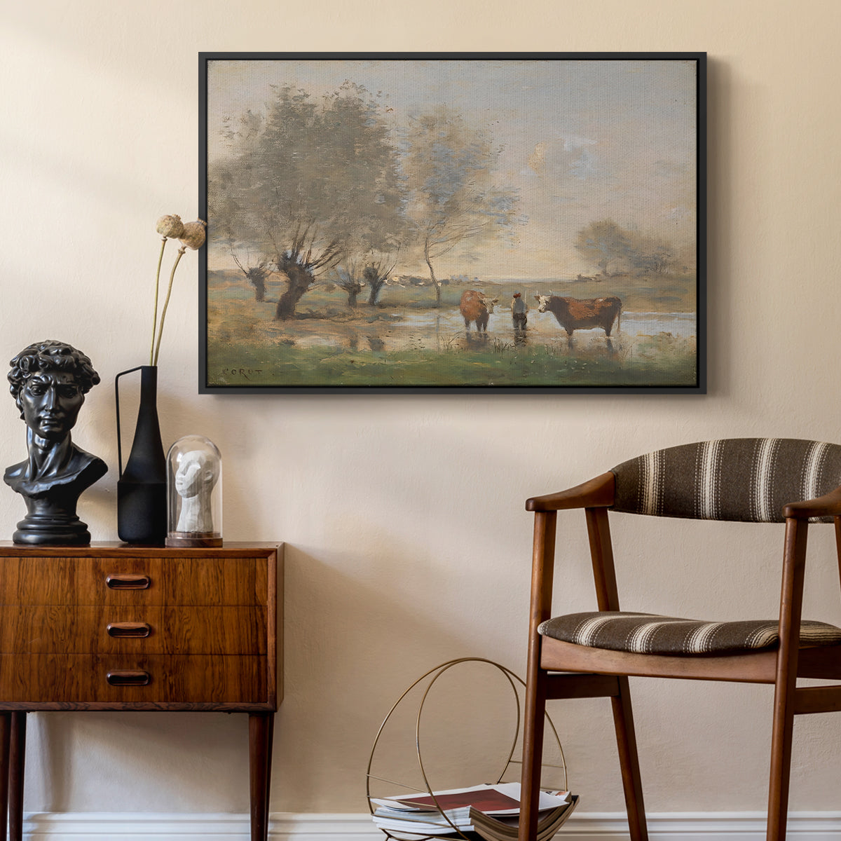 Cows in a Marshy Landscape, c. 1873-1874 - Floater Framed Canvas Print