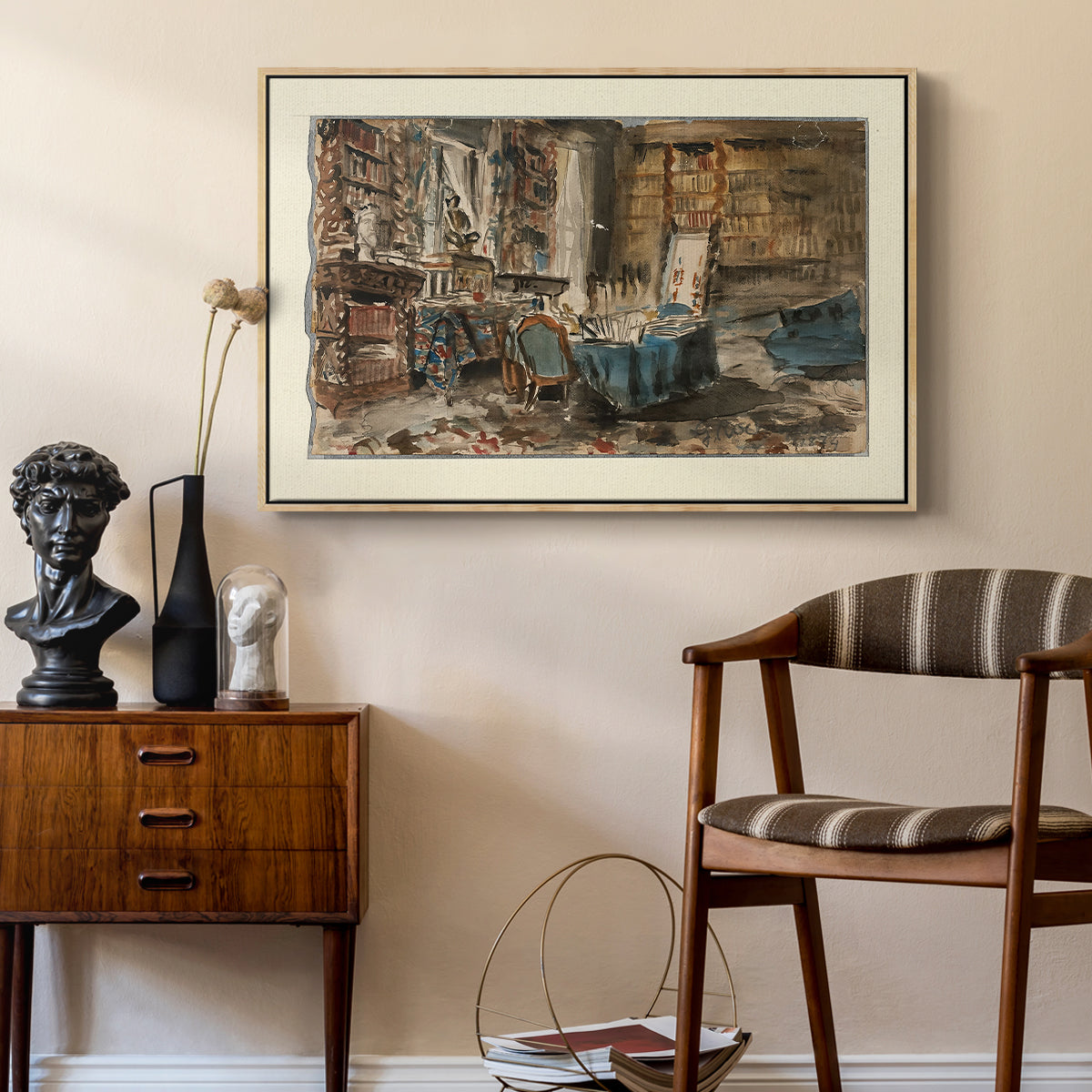 Cabinet de Flaubert à Croisset, 1874 - Floater Framed Canvas Print