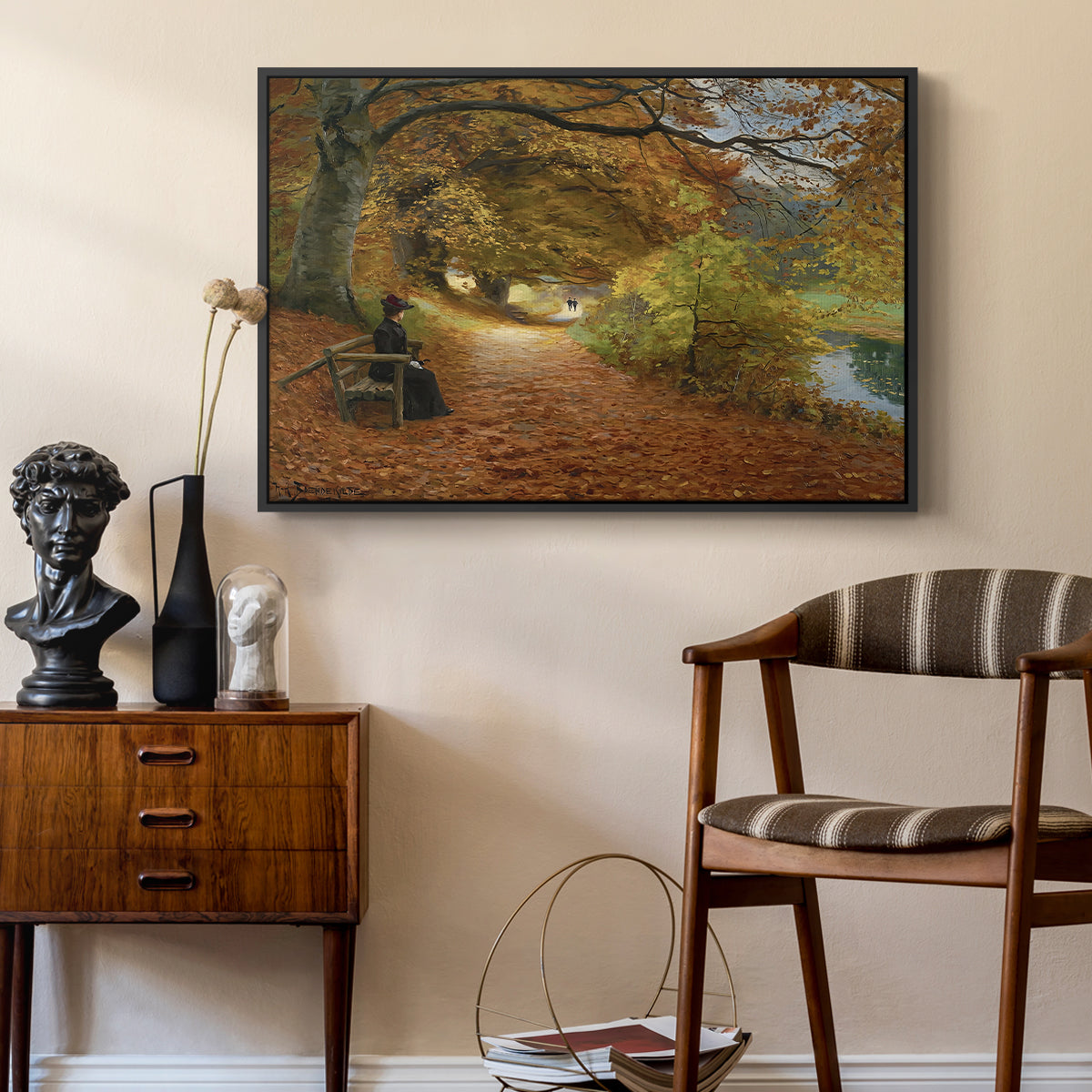 A Wooded Path in Autumn, 1902 - Floater Framed Canvas Print