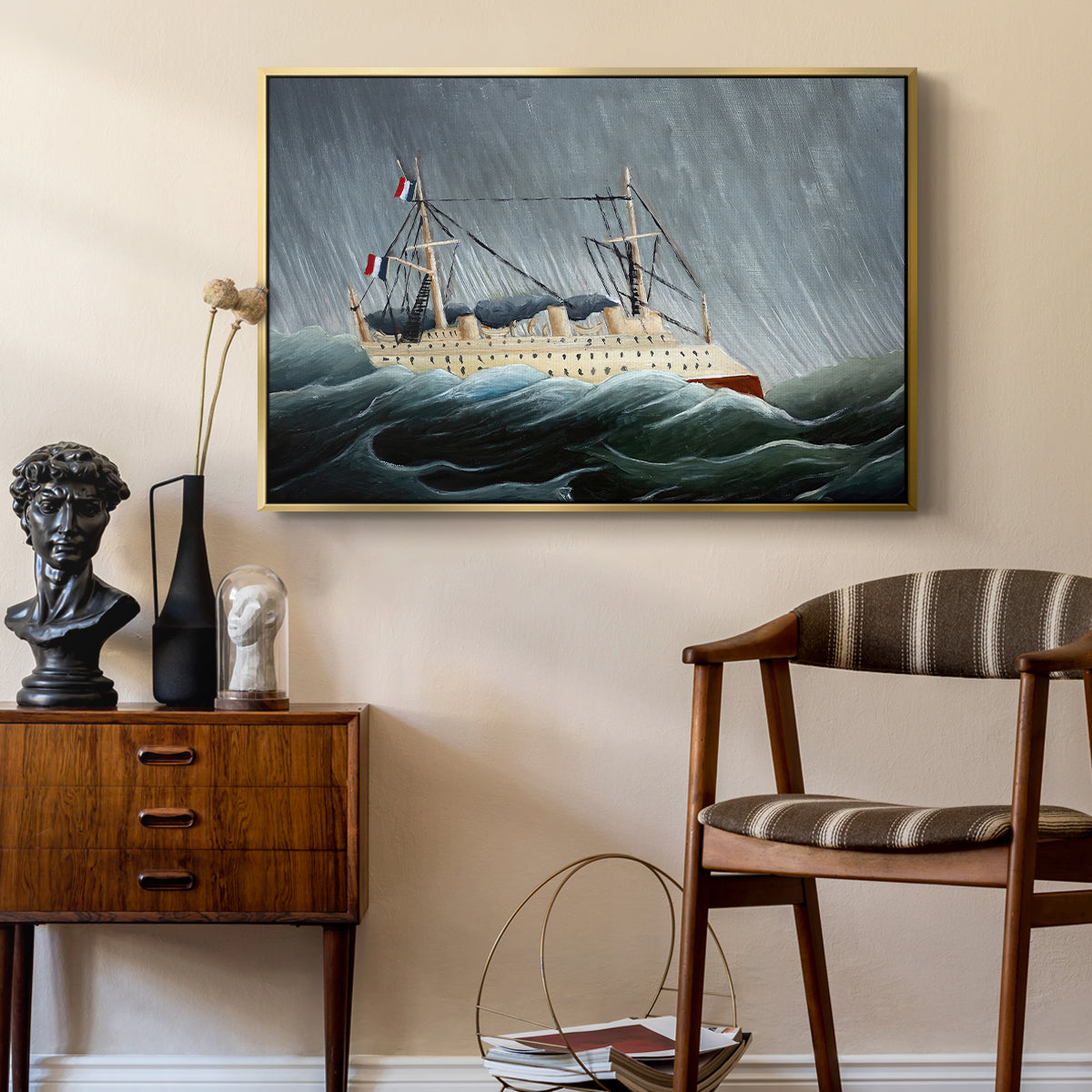 A Ship in the Storm, c. 1899 - Floater Framed Canvas Print