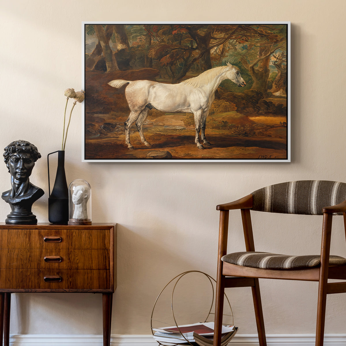Grey Arabian Stallion, Property of Sir Watkin Williams-Wynn, c. 1817 - Floater Framed Canvas Print