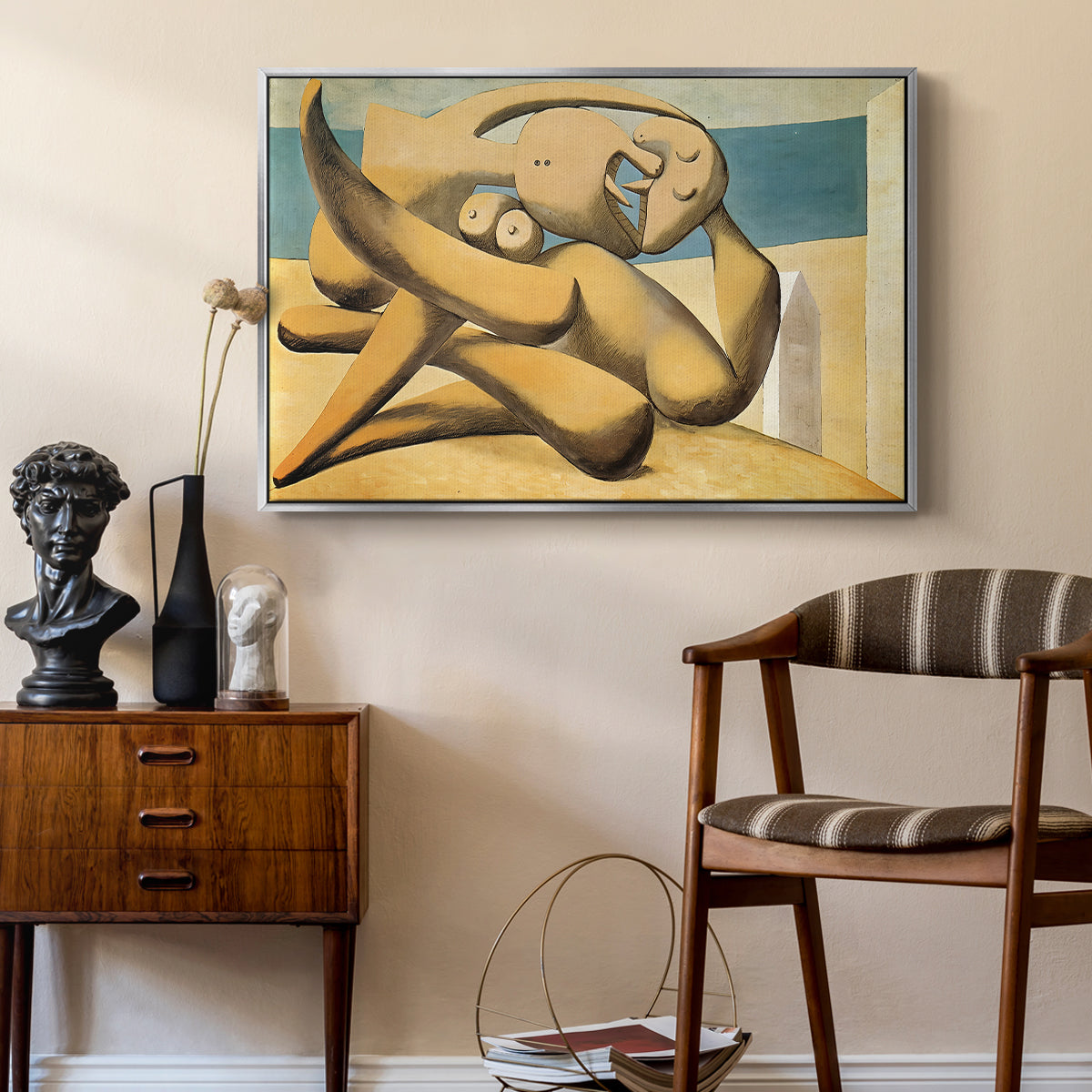 Figures at the Seaside (The Kiss), 1931 - Floater Framed Canvas Print