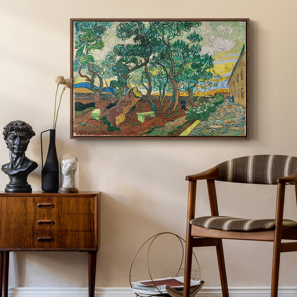 The Garden of Saint-Paul Hospital, 1889 - Floater Framed Canvas Print