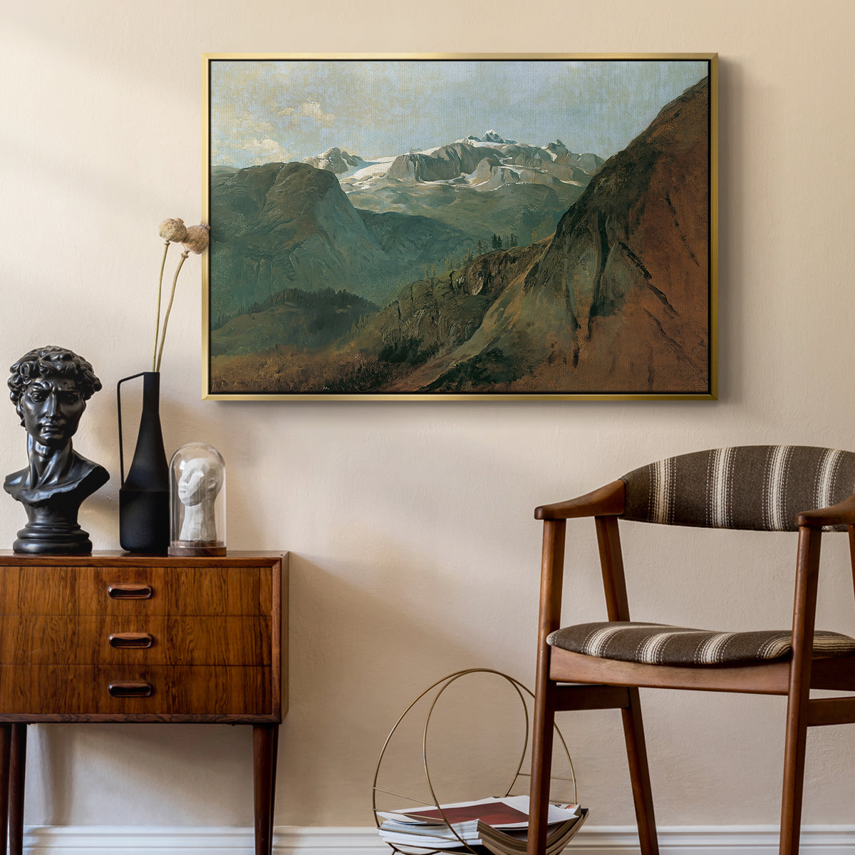 The Dachstein from the Plassen near Hallstatt, 1827 - Floater Framed Canvas Print