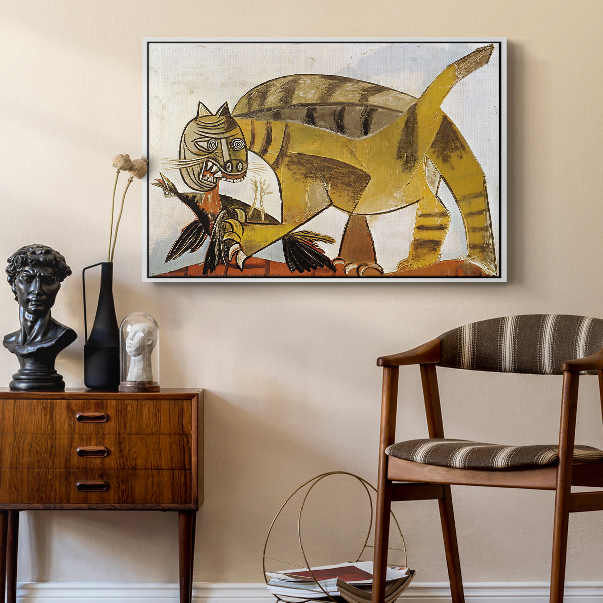Cat Eating a Bird, 1939 - Floater Framed Canvas Print