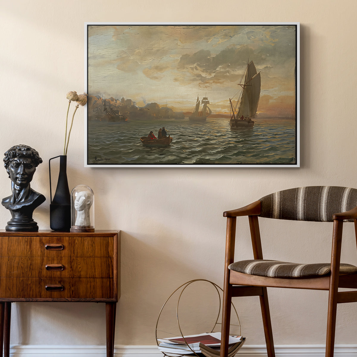 View from the Oslofjord, 1866 - Floater Framed Canvas Print