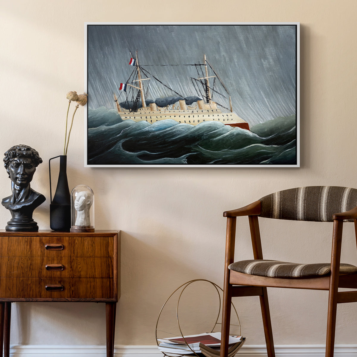 A Ship in the Storm, c. 1899 - Floater Framed Canvas Print