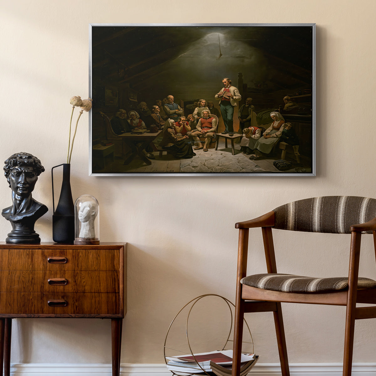 Low Church Devotion (Haugianerne), 1848 - Floater Framed Canvas Print