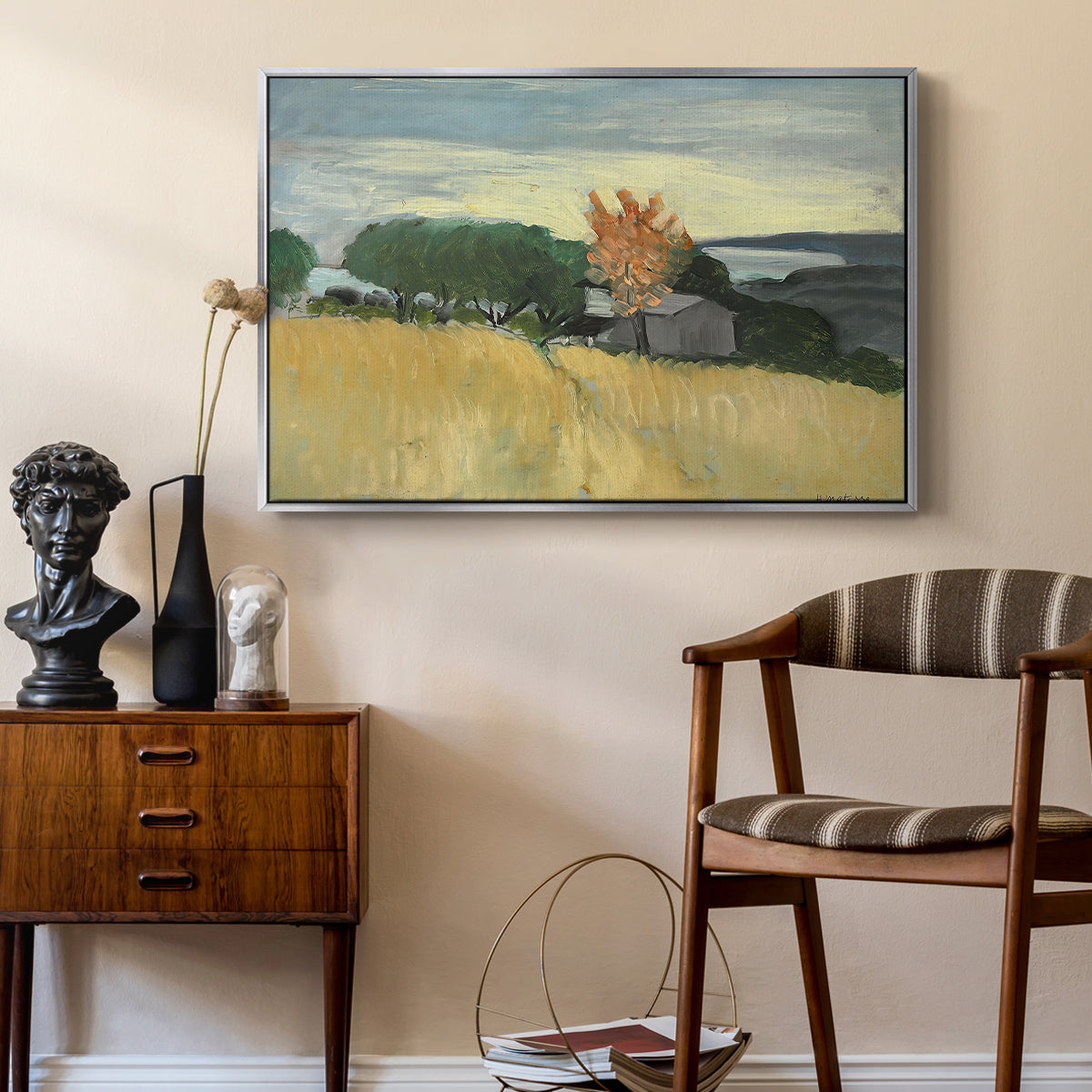 Fields of Wheat in Cagnes, 1918 - Floater Framed Canvas Print