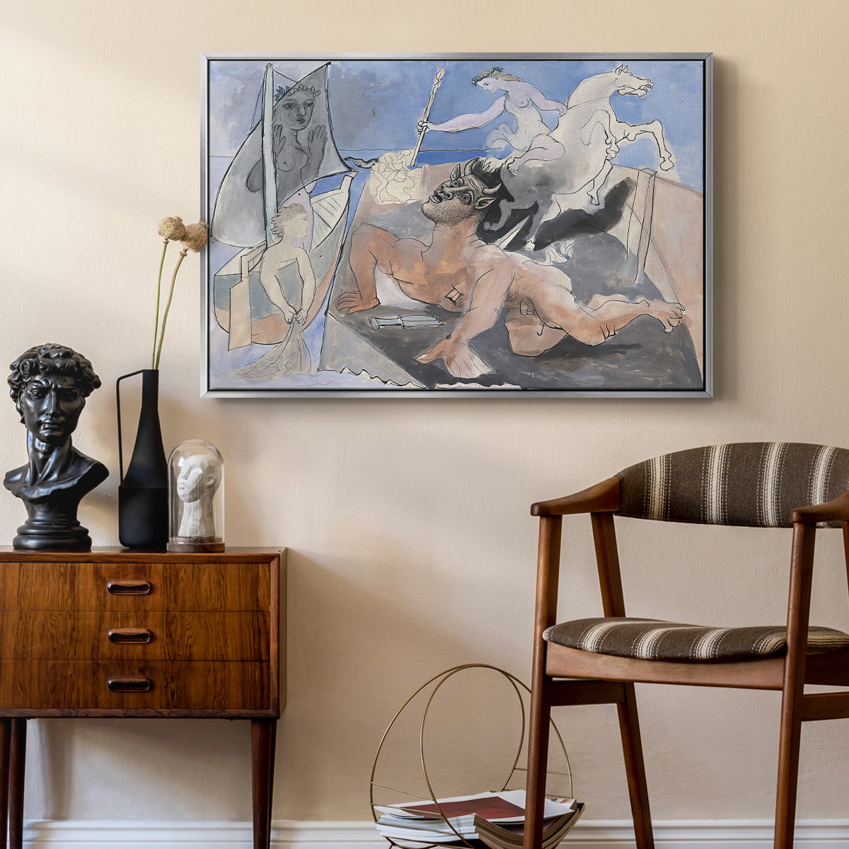 Composition with Minotaur, 1936 - Floater Framed Canvas Print