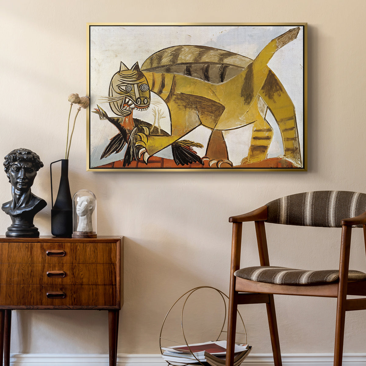 Cat Eating a Bird, 1939 - Floater Framed Canvas Print