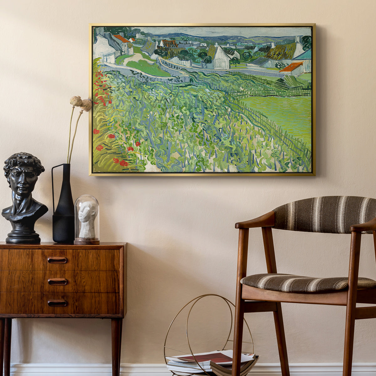 Vineyards at Auvers, 1890 - Floater Framed Canvas Print