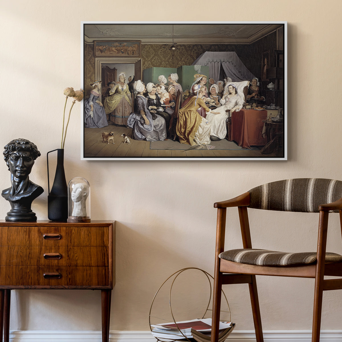 The Maternity Room (Scene from "Barselstuen"), 1845 - Floater Framed Canvas Print