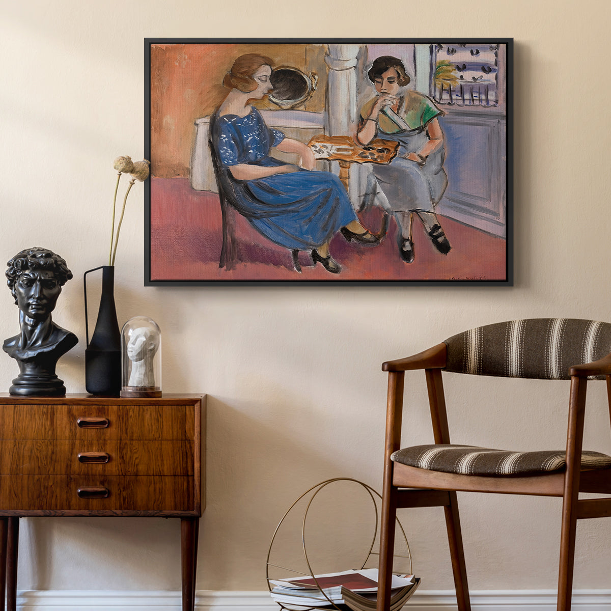 Domino Players, 1921 - Floater Framed Canvas Print