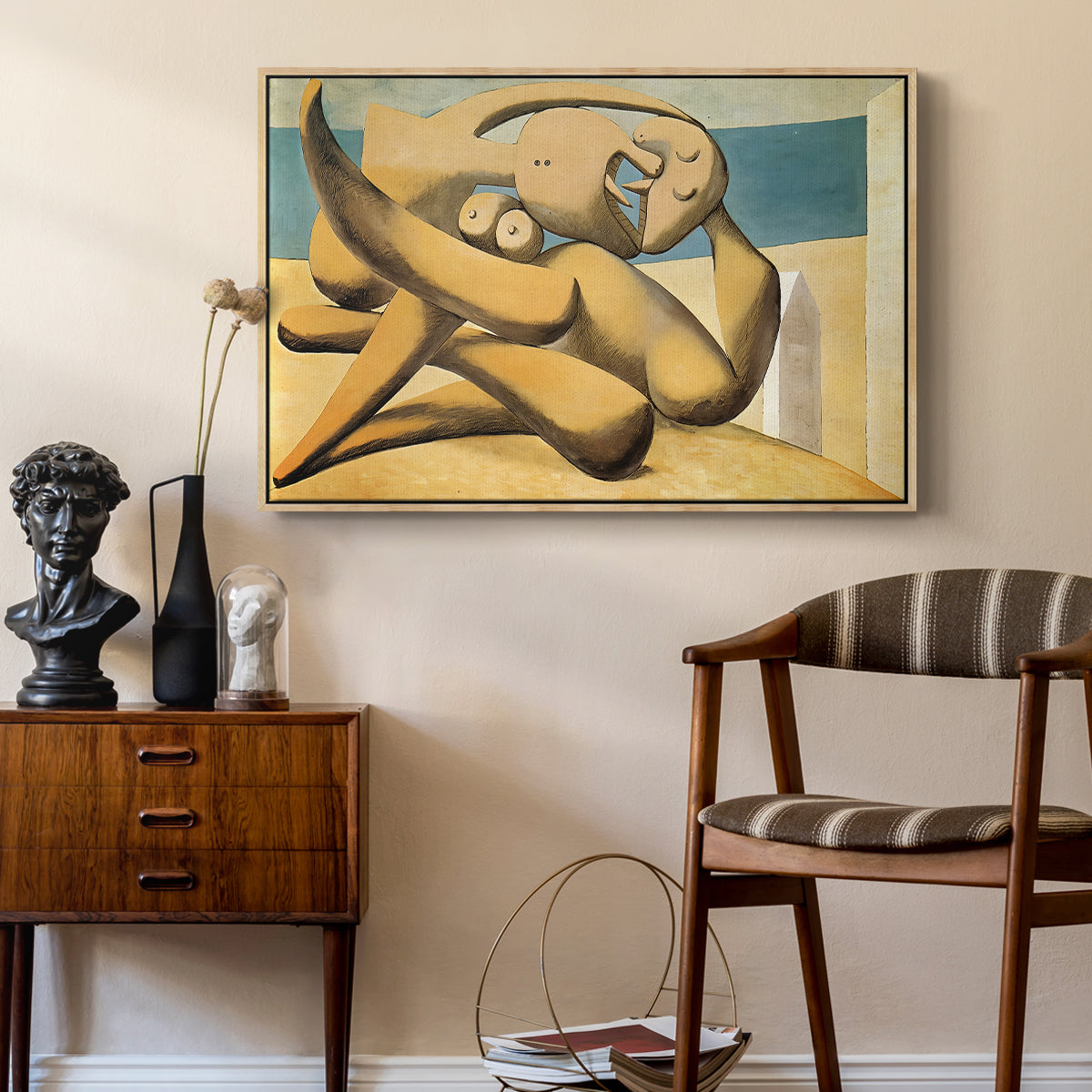 Figures at the Seaside (The Kiss), 1931 - Floater Framed Canvas Print