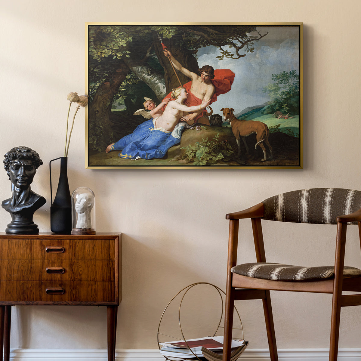 Venus and Adonis, 1632 - Floater Framed Canvas Print