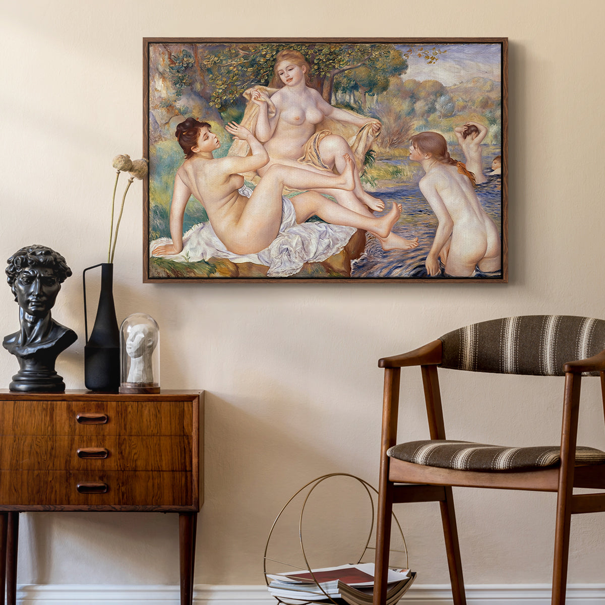 The Large Bathers, 1884-1887 - Floater Framed Canvas Print