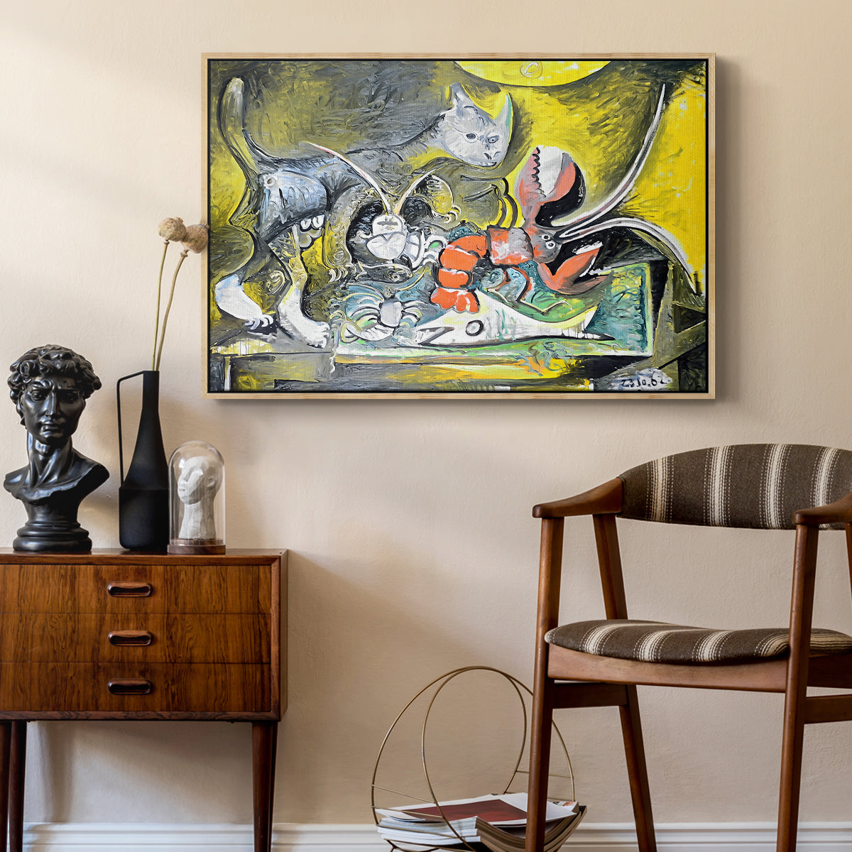 Still Life with Cat and Lobster, 1962 - Floater Framed Canvas Print
