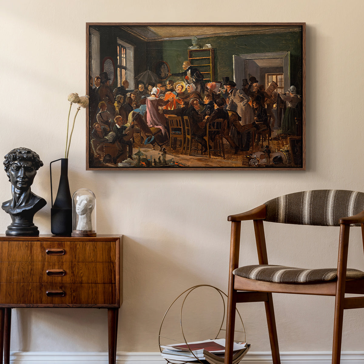 An Auction Scene, 1835 - Floater Framed Canvas Print