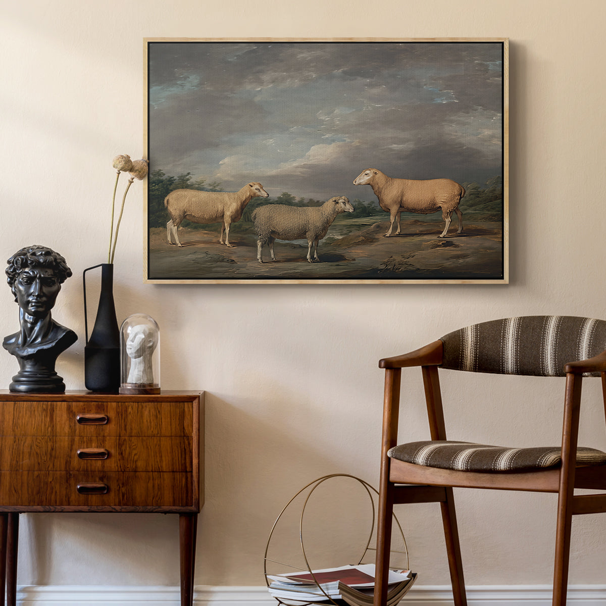 Ryelands Sheep, the King's Ram, the King's Ewe and Lord Somerville's Wether, c. 1801-1807 - Floater Framed Canvas Print