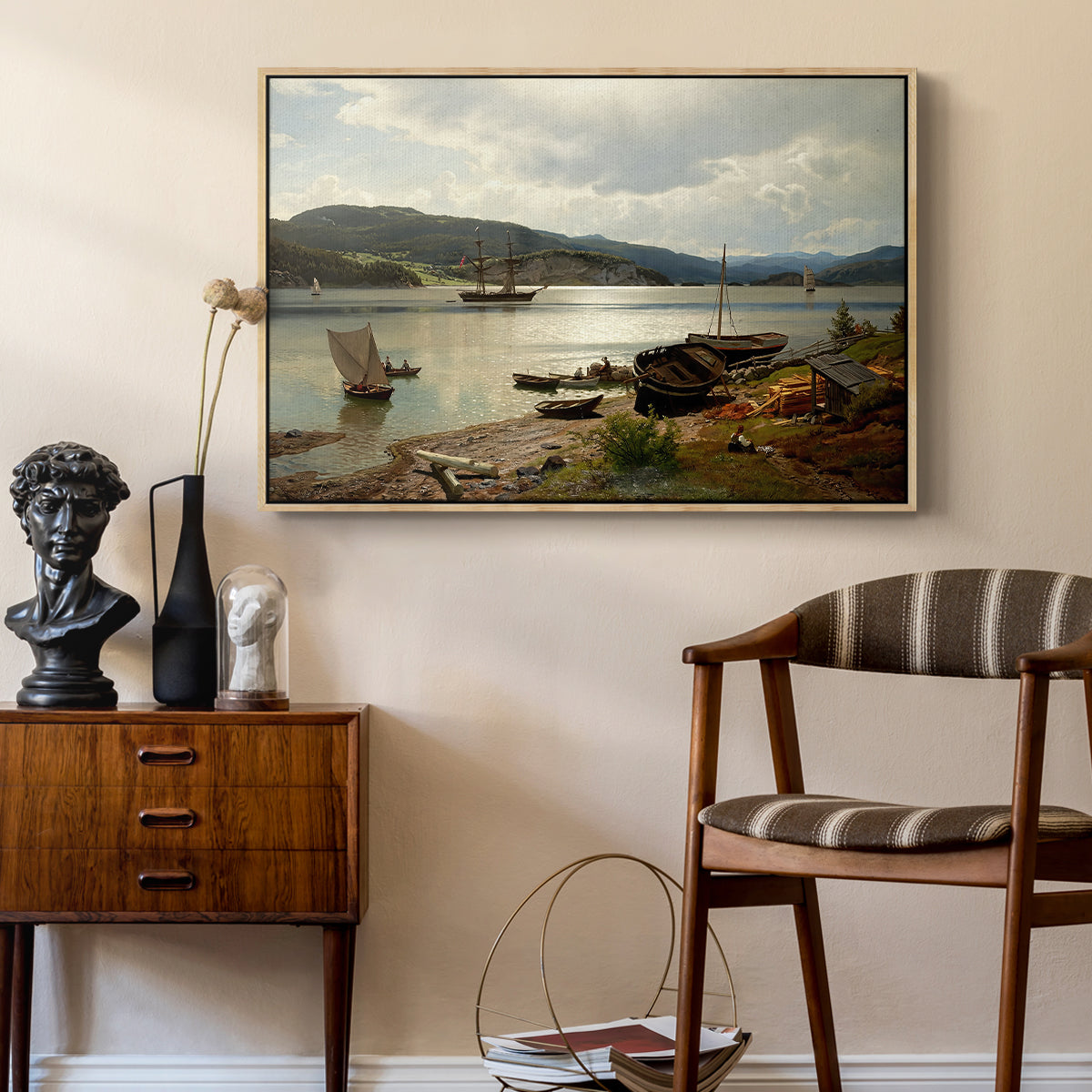By the Water, 1876 - Floater Framed Canvas Print