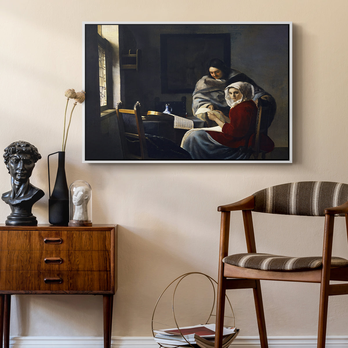 Girl Interrupted at Her Music, c. 1658-1659 - Floater Framed Canvas Print