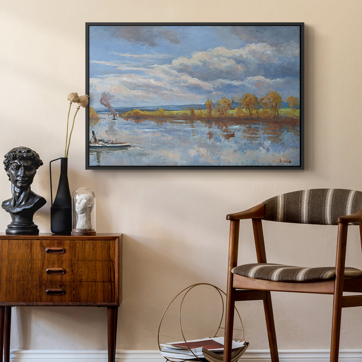 The Banks of the River Seine, 1893 - Floater Framed Canvas Print