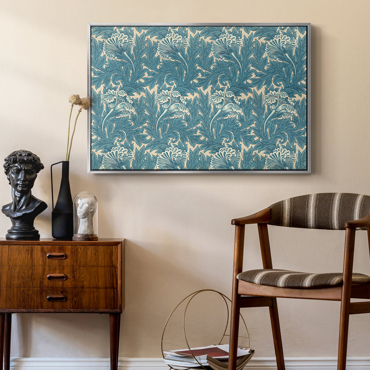 Tulip (Teal), 1875 - Floater Framed Canvas Print