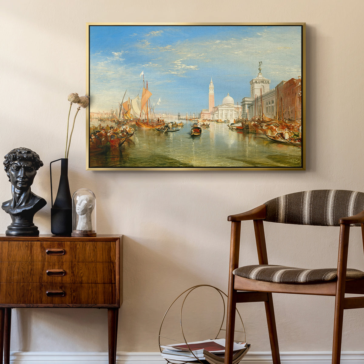 Venice: The Dogana and San Giorgio Maggiore, 1834 - Floater Framed Canvas Print