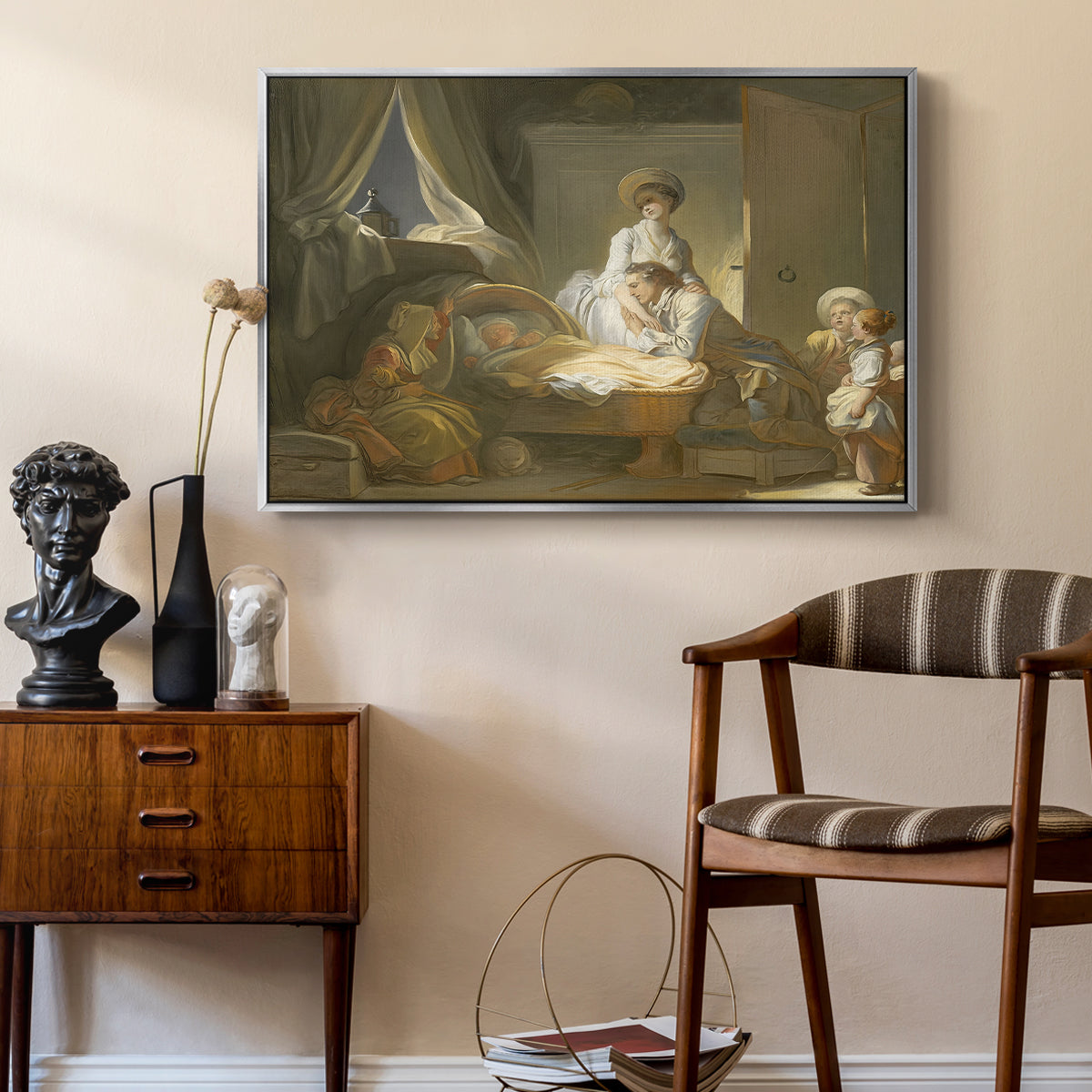 The Visit to the Nursery, c. 1775 - Floater Framed Canvas Print