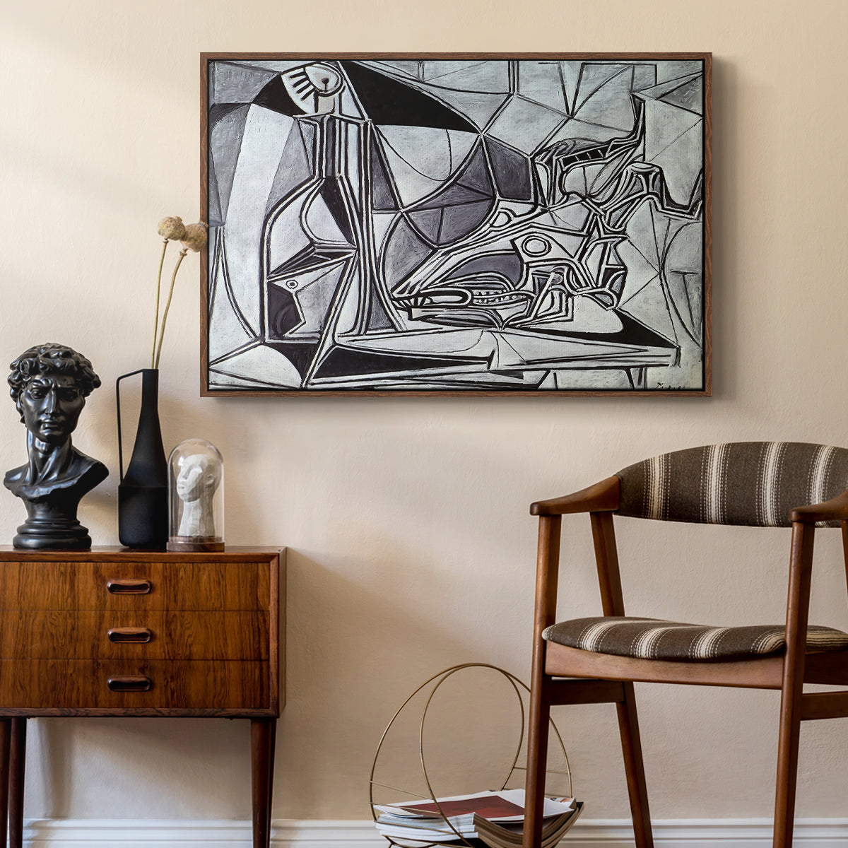 Goat's Skull, Bottle and Candle, 1952 - Floater Framed Canvas Print